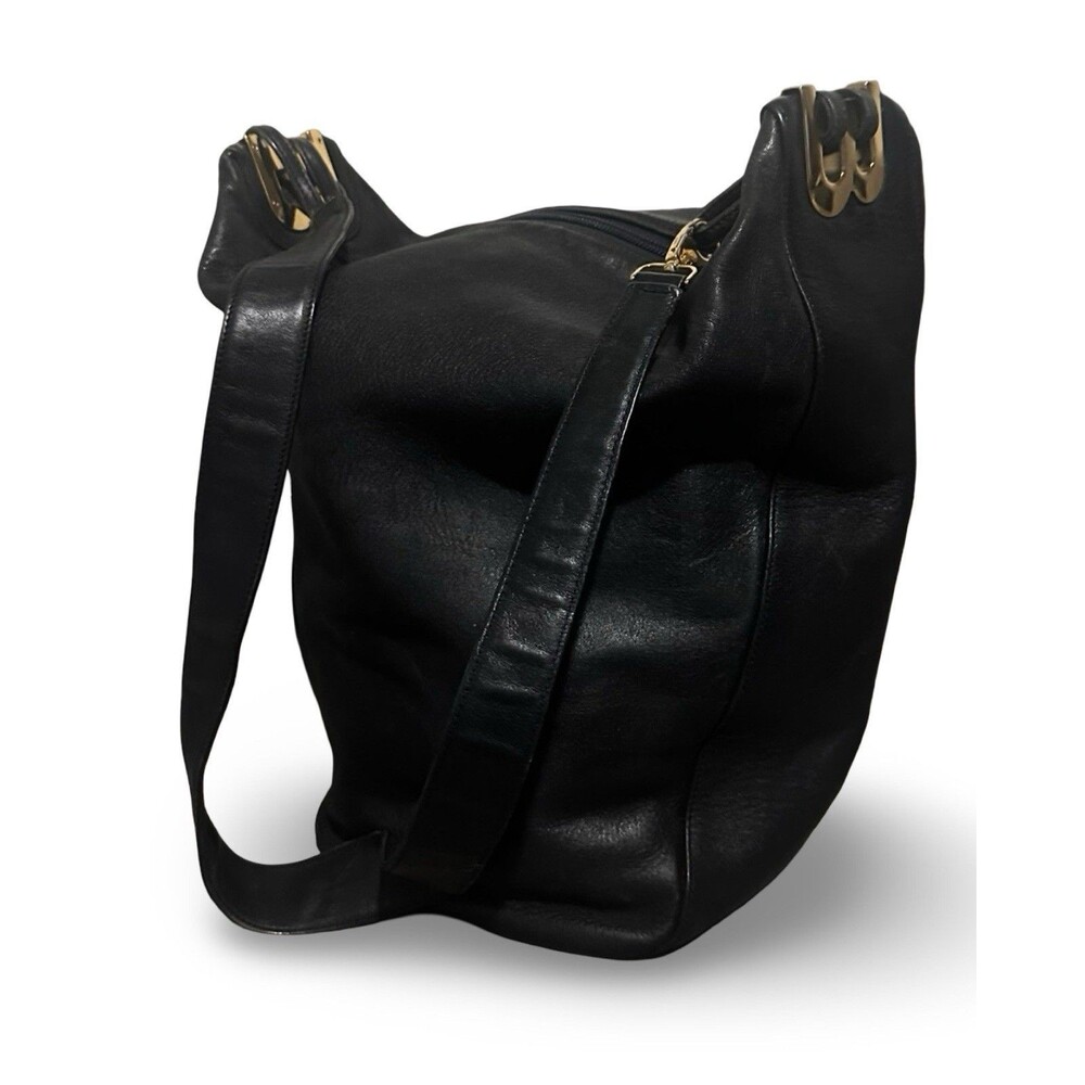 Bally Authentic B hardware Black leather Hobo Slouchy Bag EXCELLENT